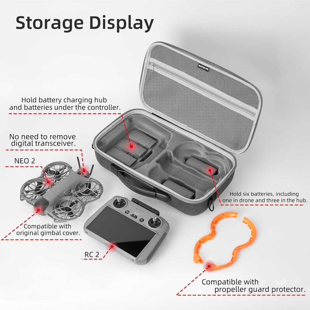 ZJRXM Tasche für DJI Neo 2 Zubehör und RC 2 Controller, Tragbar Schutztasche für DJI Neo 2 Drohne,RC