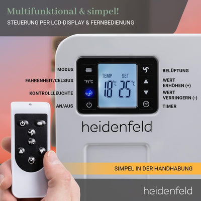 Heidenfeld Elektro Konvektorheizung EK100 | 2300 Watt - Fernbedienung - Timer - LCD-Display - Heizkö