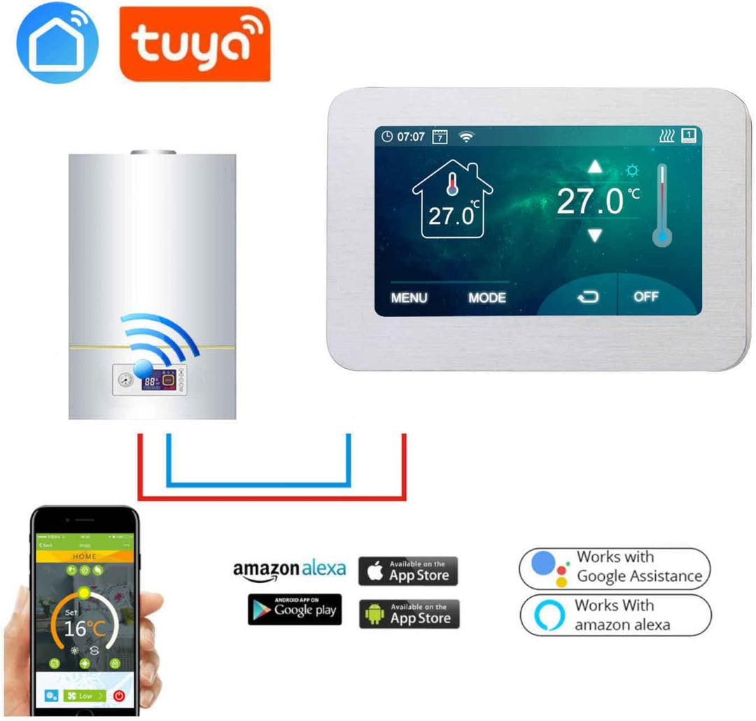 Smartes Thermostat Optima WLAN 7" Touch | per Smartphone steuerbar | Tuya Smart App | Raumregler