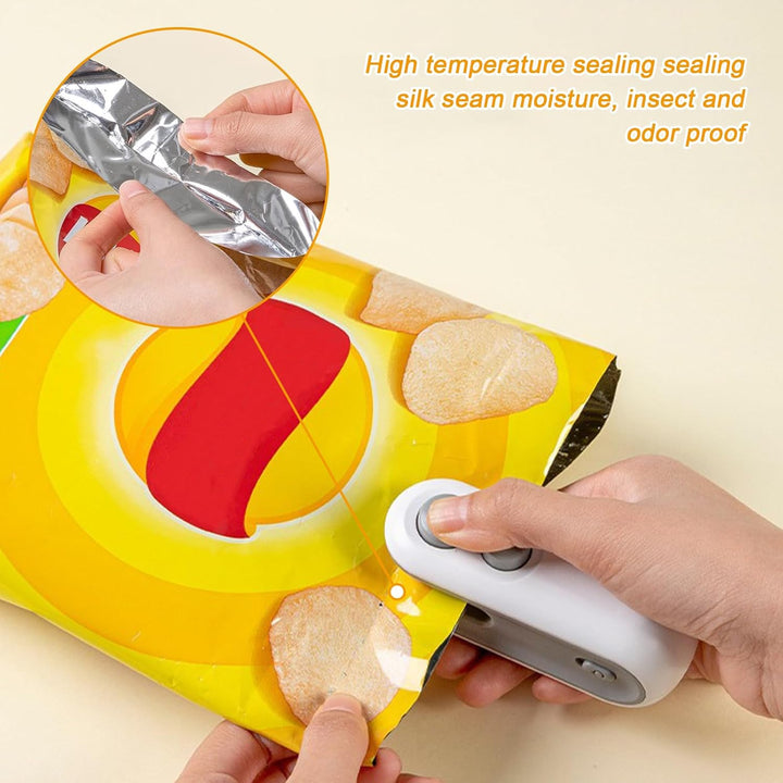 2 Stück Mini Folienschweissgerät: Wiederaufladbar 2 in 1 Snacks Beutelverschliesser, Mini Bag Sealer