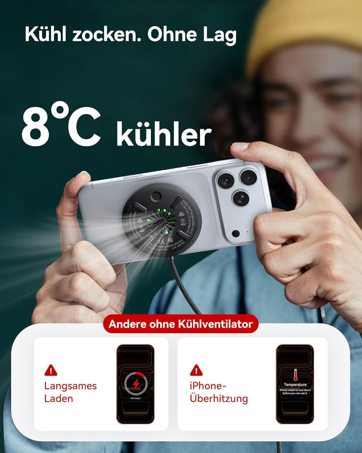 INIU Mag-Safe Ladegerät, 15W Qi2-Zertifiziertes Wireless Charger Induktive iPhone Ladestation mit LE
