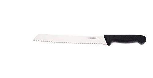 Giesser Brotmesser 24cm Klingenlänge mit Wellenschliff, schwarzer Griff, müheloses schneiden von Bro