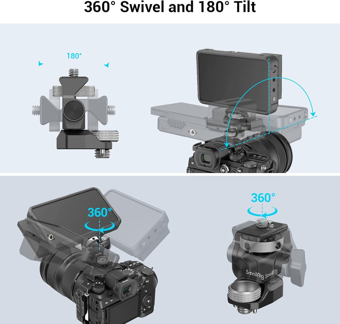 SMALLRIG Kamera Monitor Mount mit 3/8'' Schraube für ARRI-Style, 360° schwenkbarer und 180° neigbare