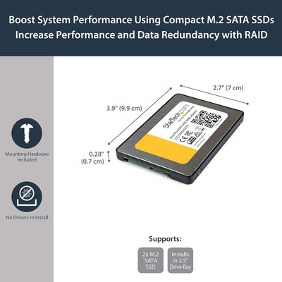 StarTech.com Dual M.2 SATA Adapter mit RAID (2x M.2 SSD auf 2,5 Zoll SATA (6Gbit/s) RAID Adapter / K