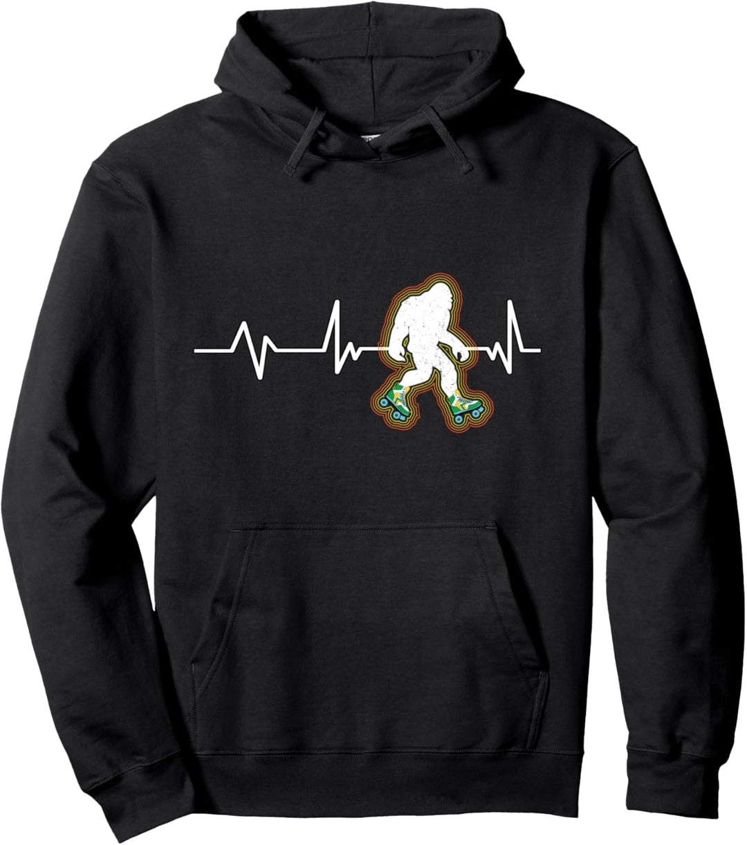 Rollschuhlaufen Bigfoot Herzschlag Geschenk Rollschuhlaufen Pullover Hoodie
