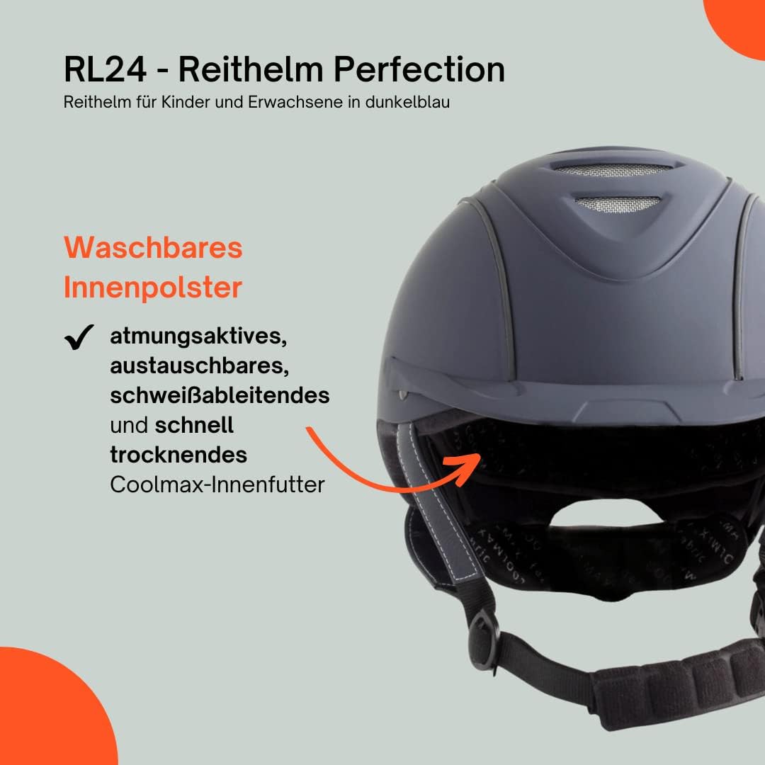 RL24 - Reithelm Perfection | atmungsaktiv & grössenverstellbar | Reitkappe mit waschbarem Innenfutte
