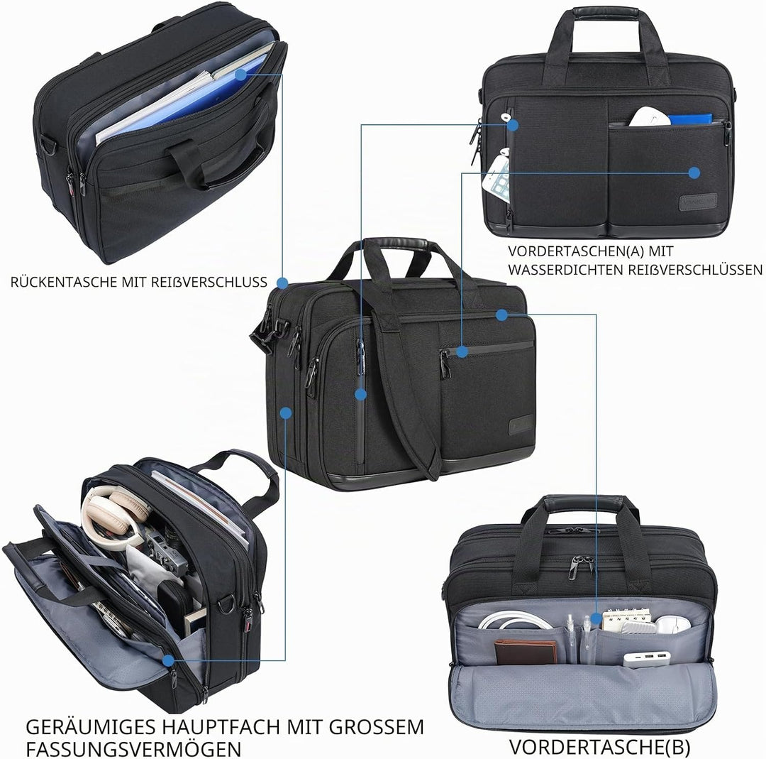 VANKEAN Laptoptasche Damen Herren Business Aktentasche 17.3 Zoll, Passend für bis zu Laptops, Wasser