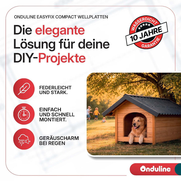 Onduline–EASYFIX COMPACT Dachplatten Bitumenwellplatten Schwarz-Trapez-Dachsystem einfach zu Verlege