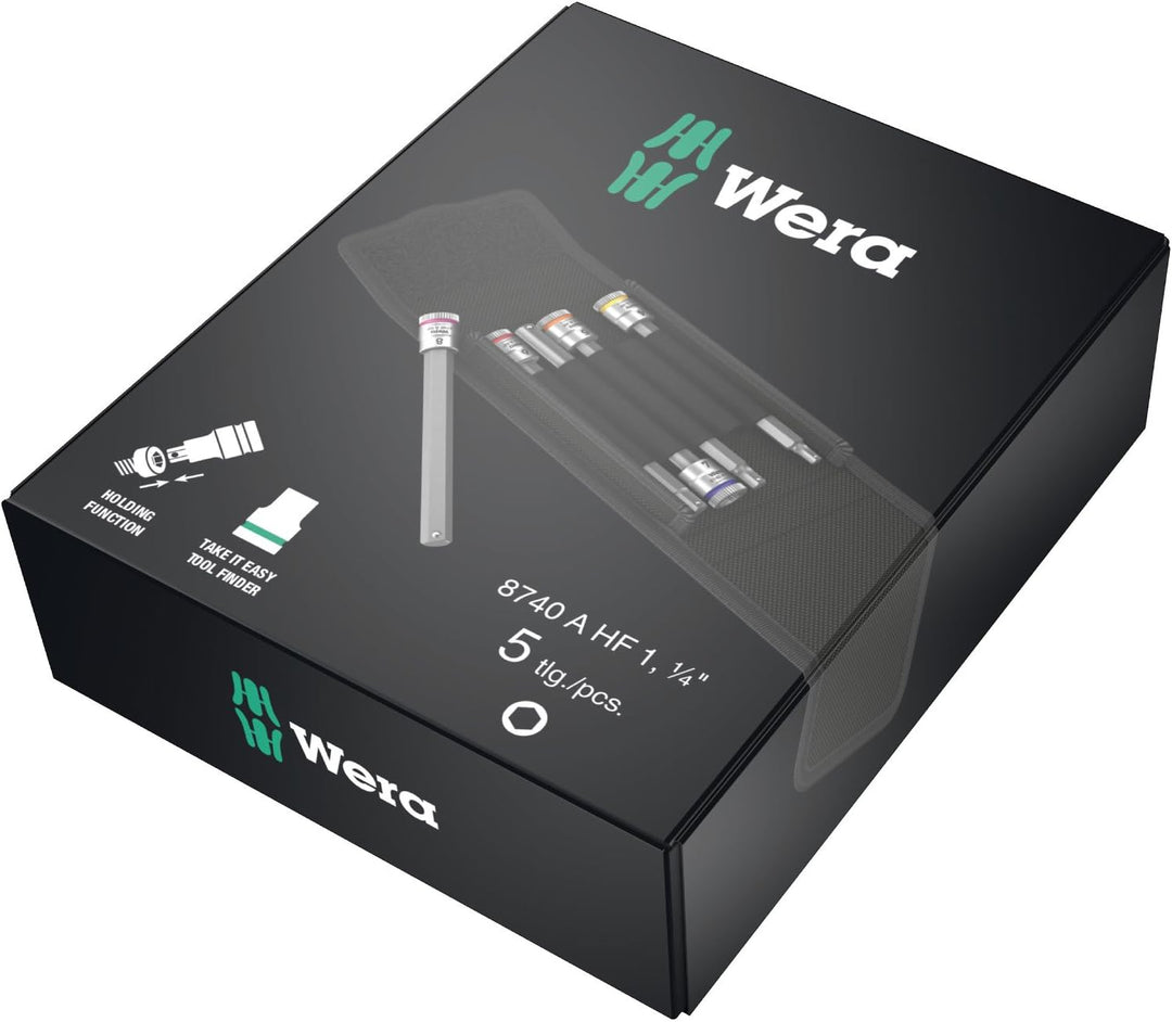 Wera 05003345001 8740 A HF 1 Zyklop Bitnuss-Satz mit 1/4"-Antrieb, mit Haltefunktion für Innensechsk