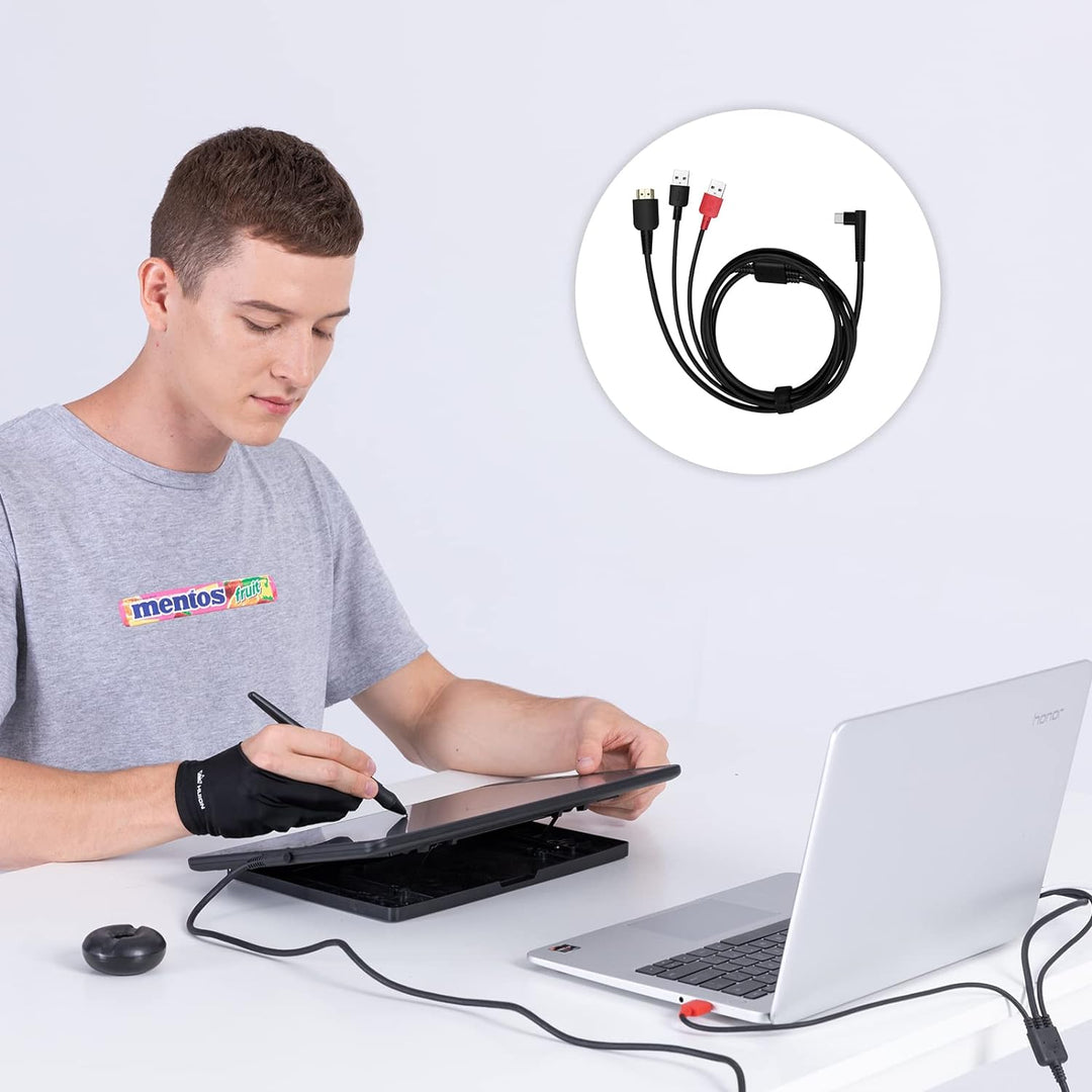 HUION 3-in-1 Typ-C-Kabel für Huion KAMVAS 12 13 16(2021) Drawing Mornitor mit HDMI, Strom- und USB-K