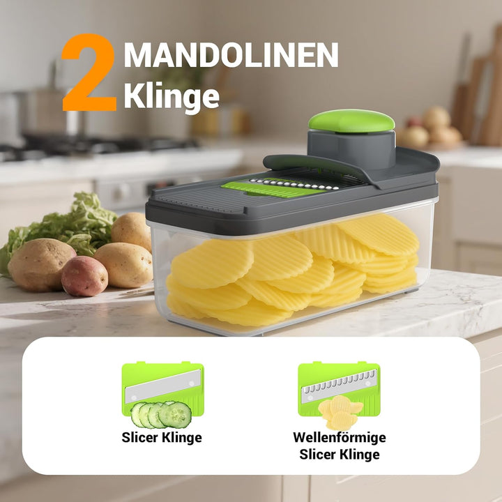 5 in 1 Mandoline Gemüsehobel Gemüsereibe - Gurkenhobel Dünne Scheiben - Reibe für Gemüse - Hobel Gem