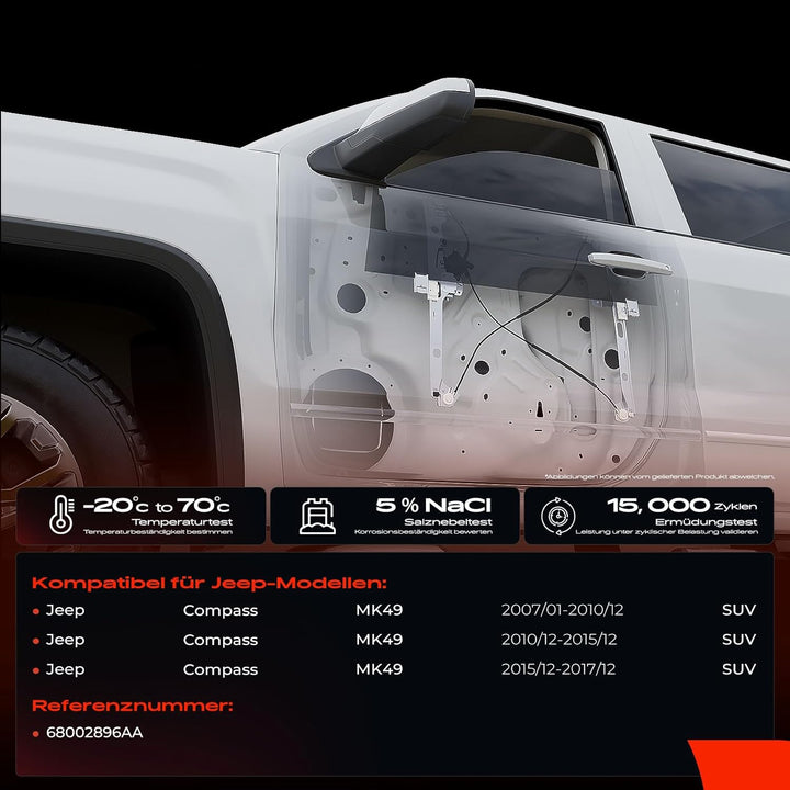Frankberg Fensterheber Elektrisch Mit Motor Vorne Rechts für Compass MK49 SUV 2007-2017 68002896AA