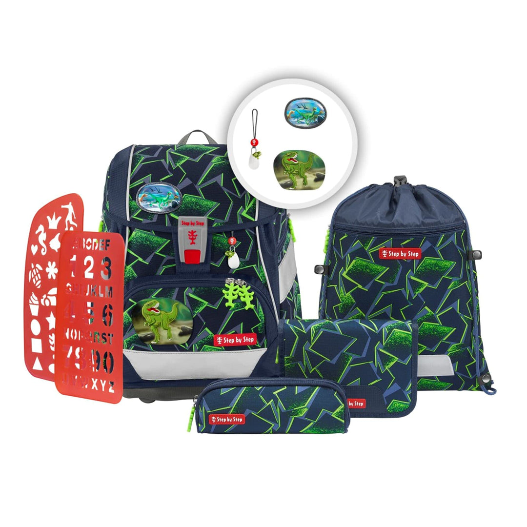 Step by Step Schulranzen-Set 2IN1 Plus „Wild T-Rex Taro“ 6-teilig, ergonomischer Tornister, höhenver