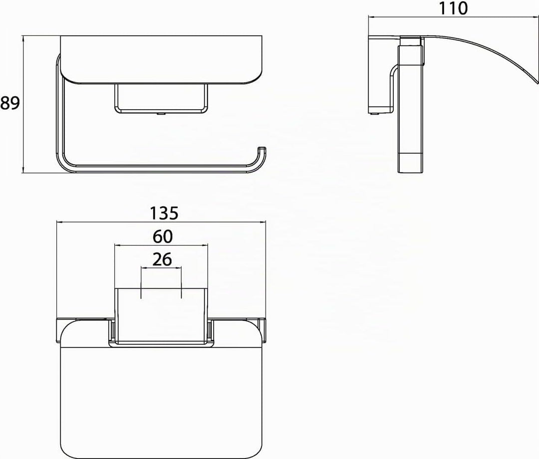 EMCO Cue Papierhalter mit Deckel, markant geformter Toilettenpapierhalter zur Wandmontage, hochwerti