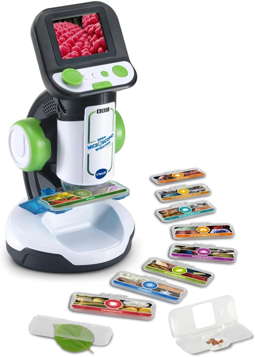 VTech Interaktives Videomikroskop, digitales Kindermikroskop mit Original-Video, 2,4-Zoll-Bildschirm
