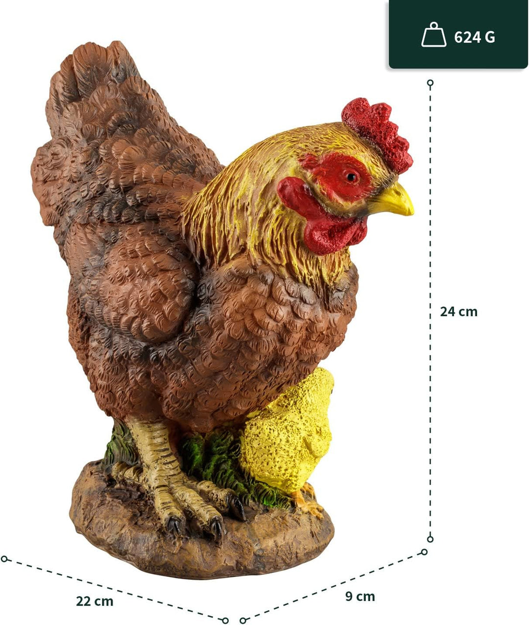 VERDOBA Garten Figur Huhn aus Kunstharz, weiss, handbemalt - Henne Dekofiguren Garten Deko Gartenfig