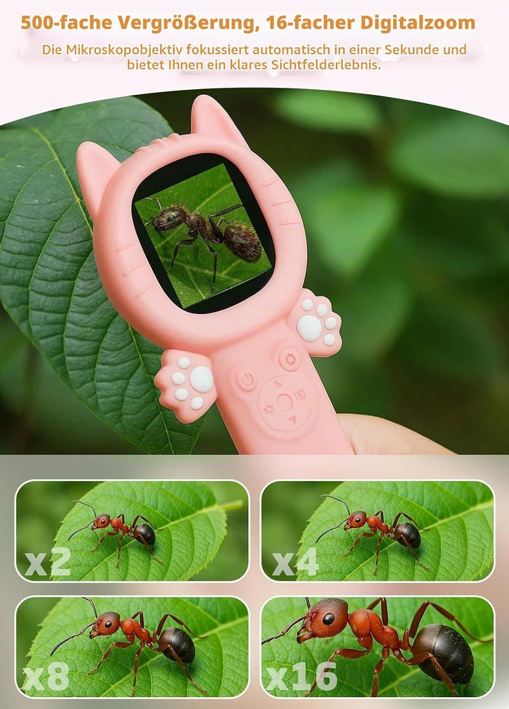 Mikroskop für Kinder, Mini Pocket Handheld Kid Mikroskop für Kleinkinder, Bildungswissenschaft Kit D