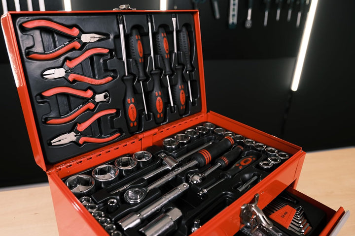 Brüder Mannesmann Werkzeugbox, bestückt, 155-teilig | M29066 Single, Single