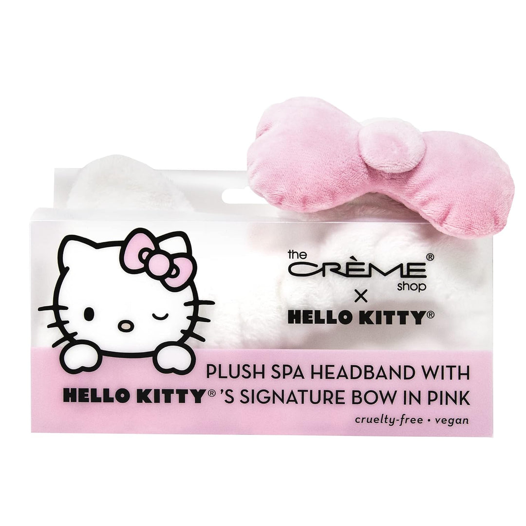 Plüsch-Spa-Stirnband mit Hello Kitty's charakteristischer Schleife, Rosa, tierversuchsfrei und vegan