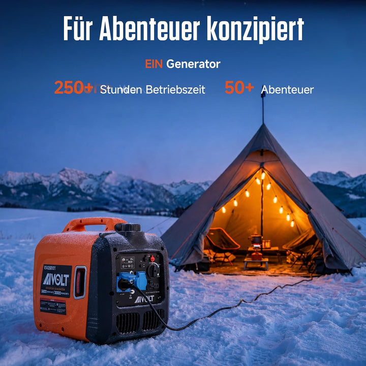AIVOLT Inverter Stromerzeuger 3200 Watt Stromgenerator Notstromaggregat Benzin leise Stromaggregat f