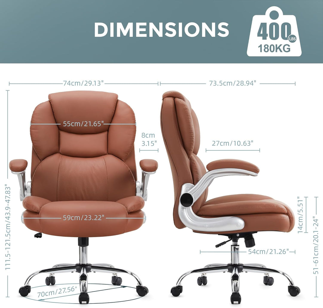 IWMH Bürostuhl Ergonomischer Schreibtischstuhl Chefsessel Drehstuhl mit hochklappbarer Armlehne, höh