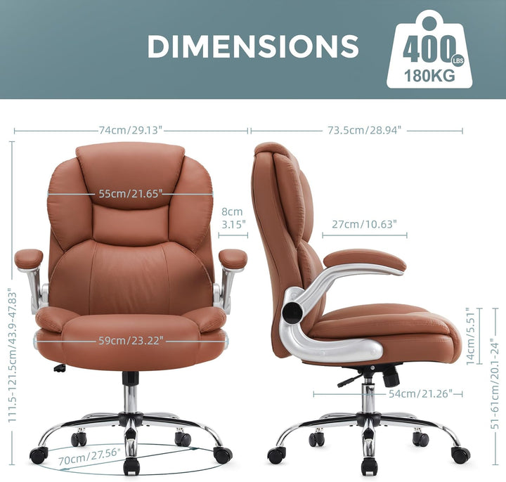 IWMH Bürostuhl Ergonomischer Schreibtischstuhl Chefsessel Drehstuhl mit hochklappbarer Armlehne, höh