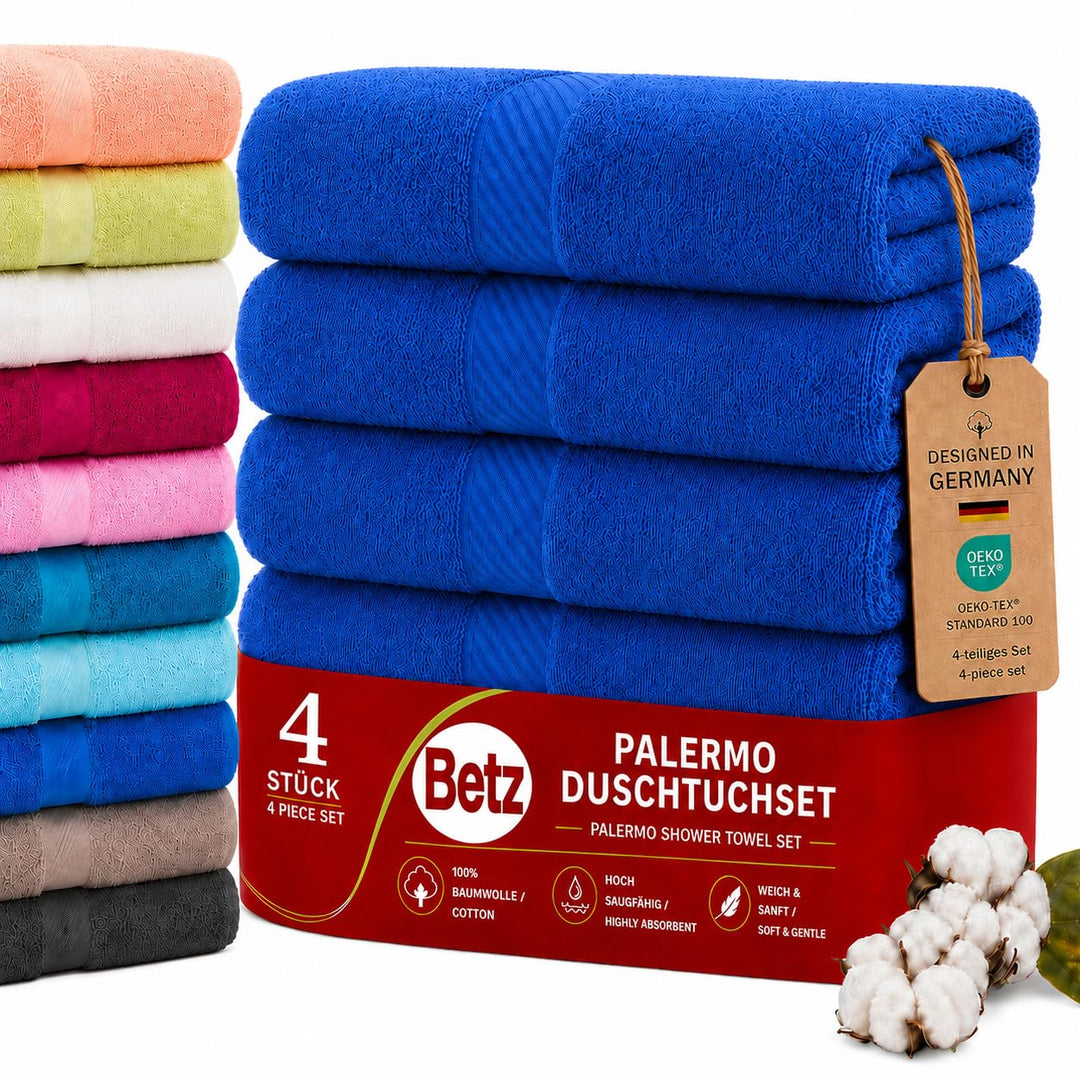 Betz Palermo Duschtücher - 4X Duschtuch aus 100% Baumwolle - Badetuch - Saunatuch - Liegetuch - 70 x