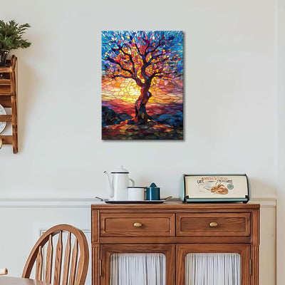 FajerminArt Abstrakt Mit Rahmen Leinwand Wandbilder, Bunt Baum Des Lebens leinwand bilder gedruckt a