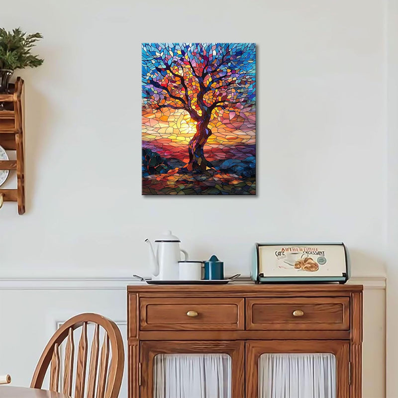 FajerminArt Abstrakt Mit Rahmen Leinwand Wandbilder, Bunt Baum Des Lebens leinwand bilder gedruckt a