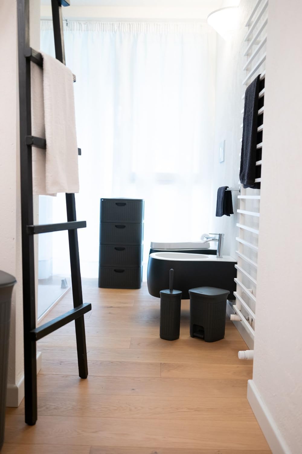 Kreher® XL Rollbarer Schubladenschrank Rollcontainer Nischenschrank aus Kunststoff in Rillen-Optik m
