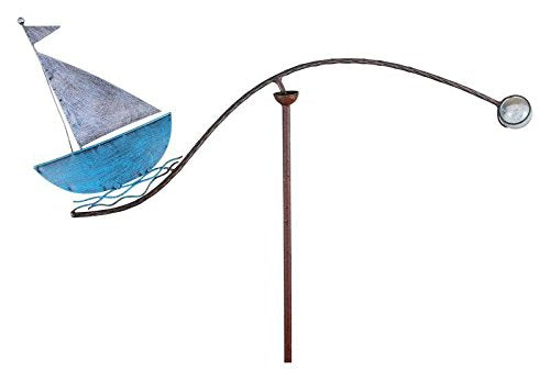 Windspiel für den Garten - Motiv: Segelboot - Länge 59cm - Hochwertiger Gartenstecker