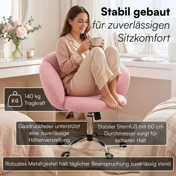 Bellamio Meli Schreibtischstuhl Wolkenform, Rosa, 140 kg, höhenverstellbar, Rosa