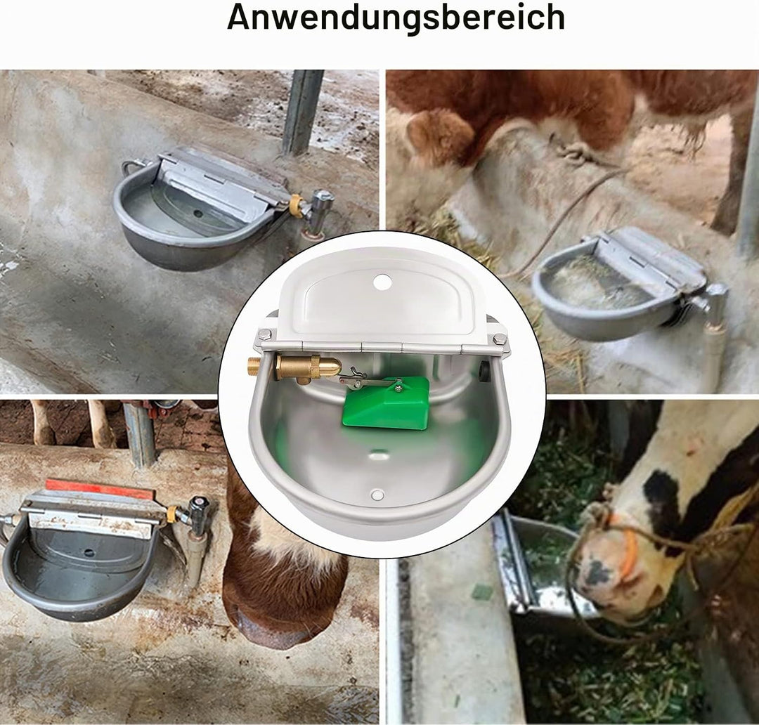 4 Liter Automatische Edelstahl Tränkeschalen für Rinder mit 2 Stück 1/2 Zoll Messing Schwimmerventil