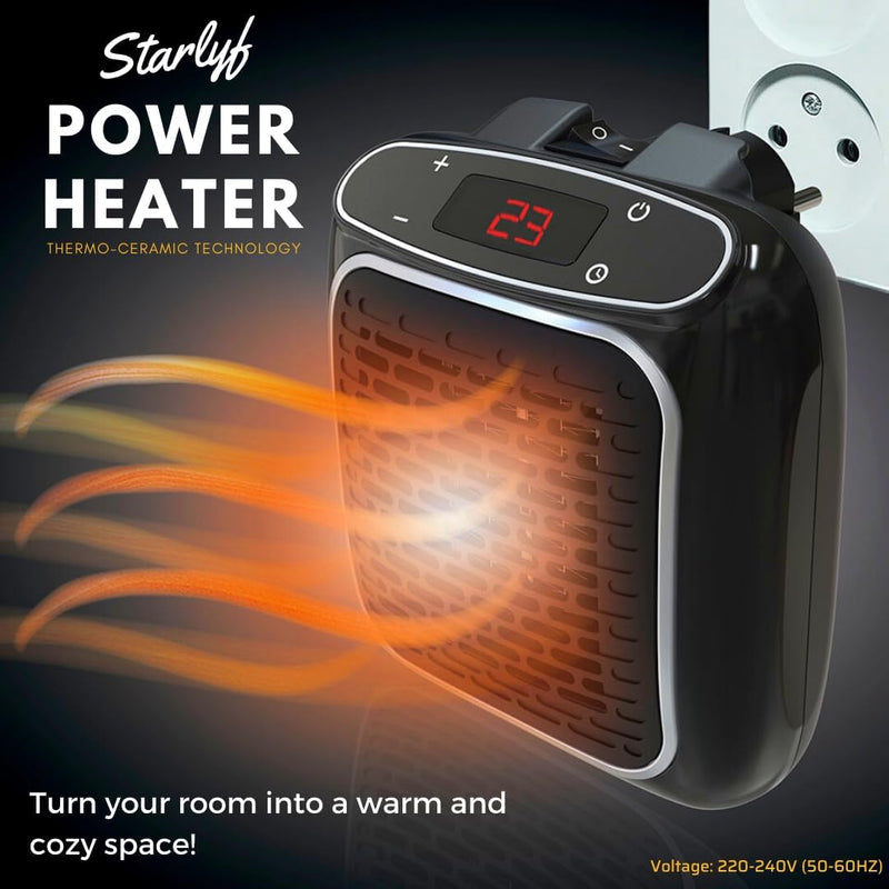 STARLYF Power Heater Elektrischer Wandheizer, Heizstrahler mit Thermo-Keramik-Technologie, Steckdose