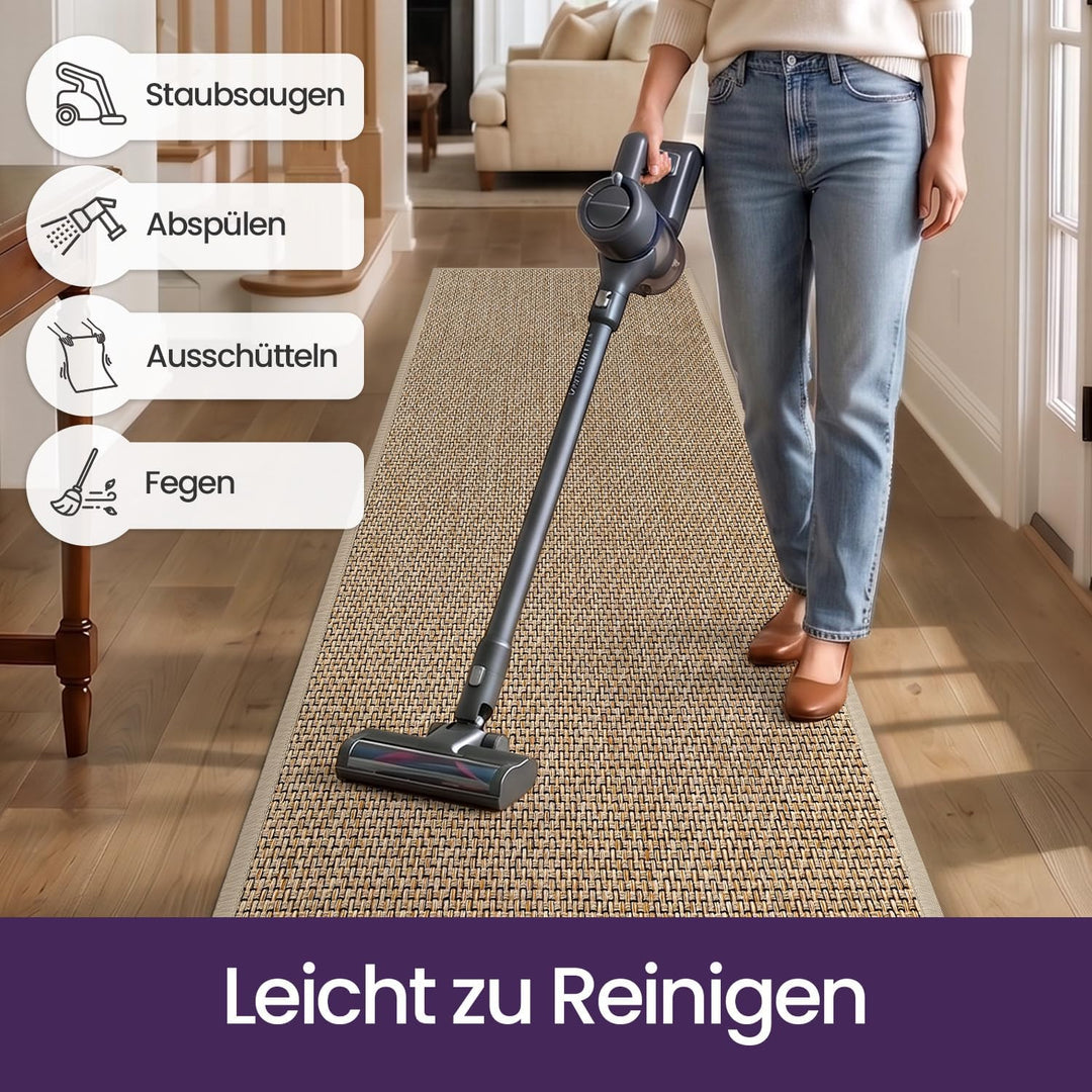 DEXI Teppich Läufer 60 x 180 cm, Fussmatte Eingang Innenbereich rutschfest, Dünn Türmatte mit Gummir