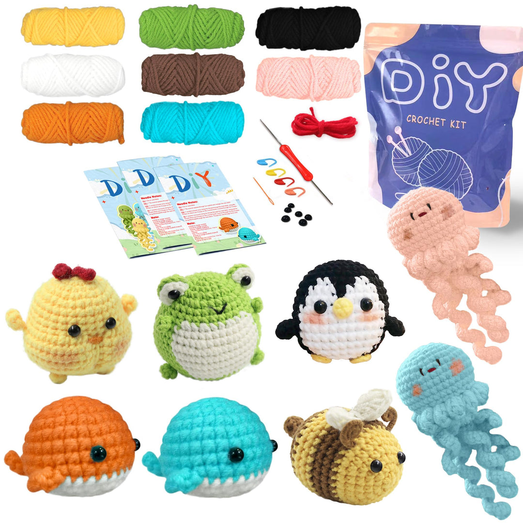 YAMAXIN Häkel-Set für Anfänger, Häkel-Starter-Set mit Schritt-für-Schritt-Videotutorials, Anfänger-H