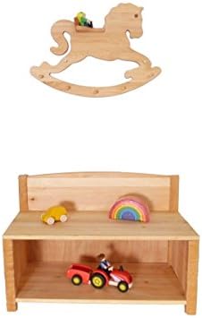 Holzspielzeug Peitz Kinder-Wand-Garderobe Pferd 8056 - handgefertigt - 5 Kleiderhaken - Ablagebrett
