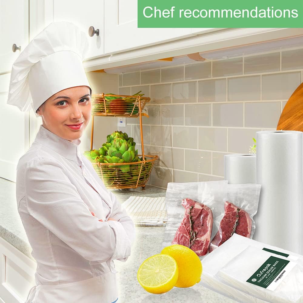 O2frepak 4 Folienrollen 20x1500cm Vakuumierrollen für Lebensmittel,BPA-Frei Vakuumierbeutel Sous Vid