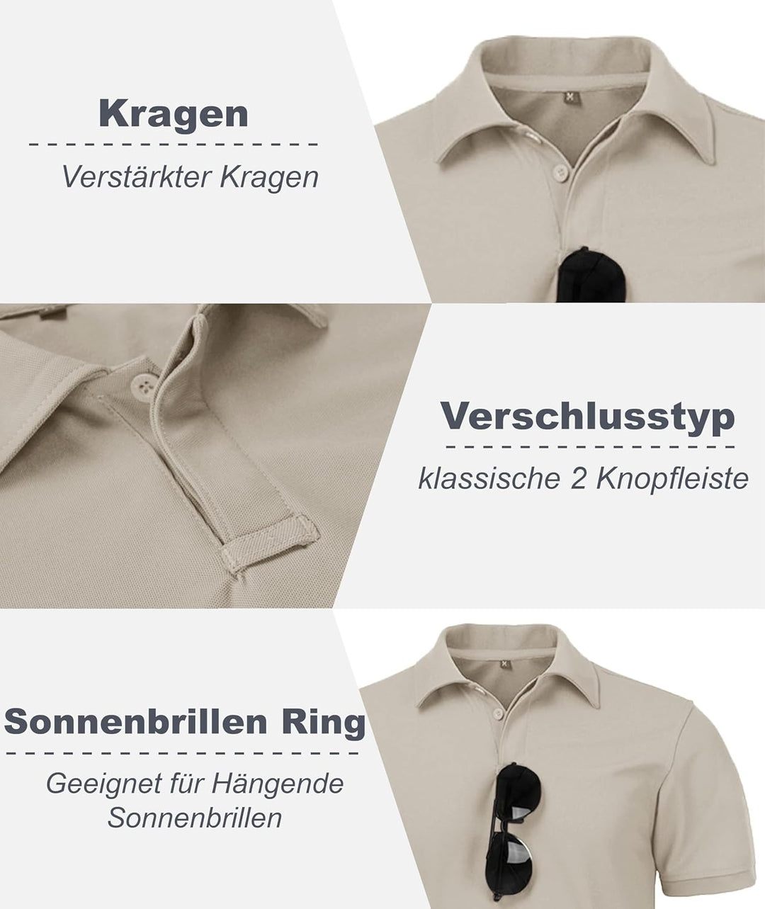 igeekwell Poloshirt Herren Kurzarm Atmungsaktives Golf-Polo-Hemd Summer Poloshirts Männer mit Brille