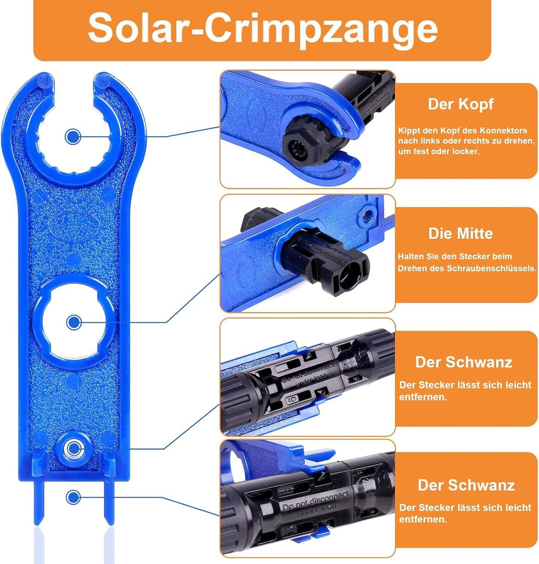 40 Paar Solarstecker Crimpzange-Set für 2,5/4/6mm² Solarpanel-Kabel, Photovoltaik-Stecker, Steckverb