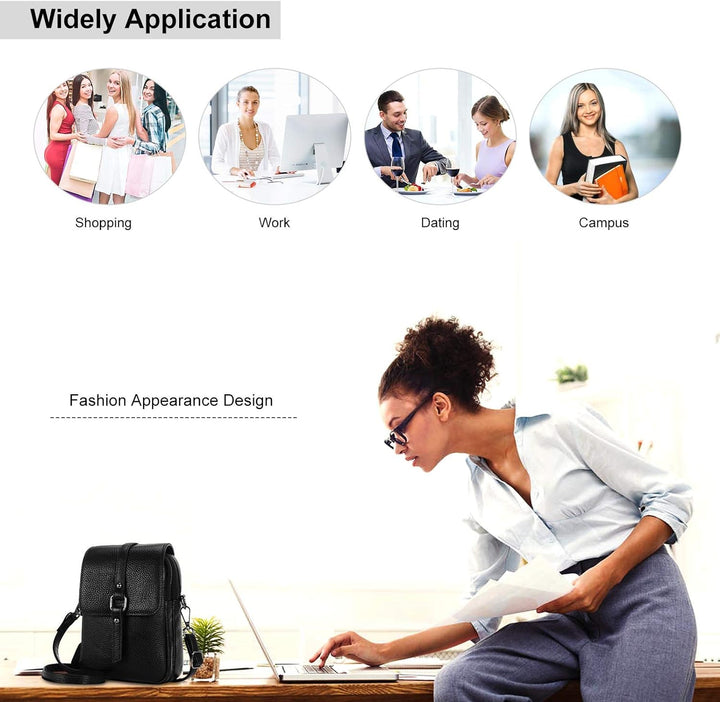 HAWEE Mode Damen Handytasche mit Riemen Echtes Leder Crossbody Handy Umhängetasche Leicht Damen Schu