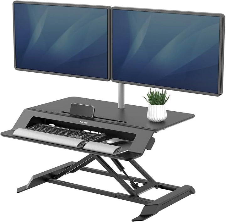 Fellowes Lotus LT höhenverstellbare Sitz-Steh Lösung für den Schreibtisch mit Gasfeder Büro, Büro