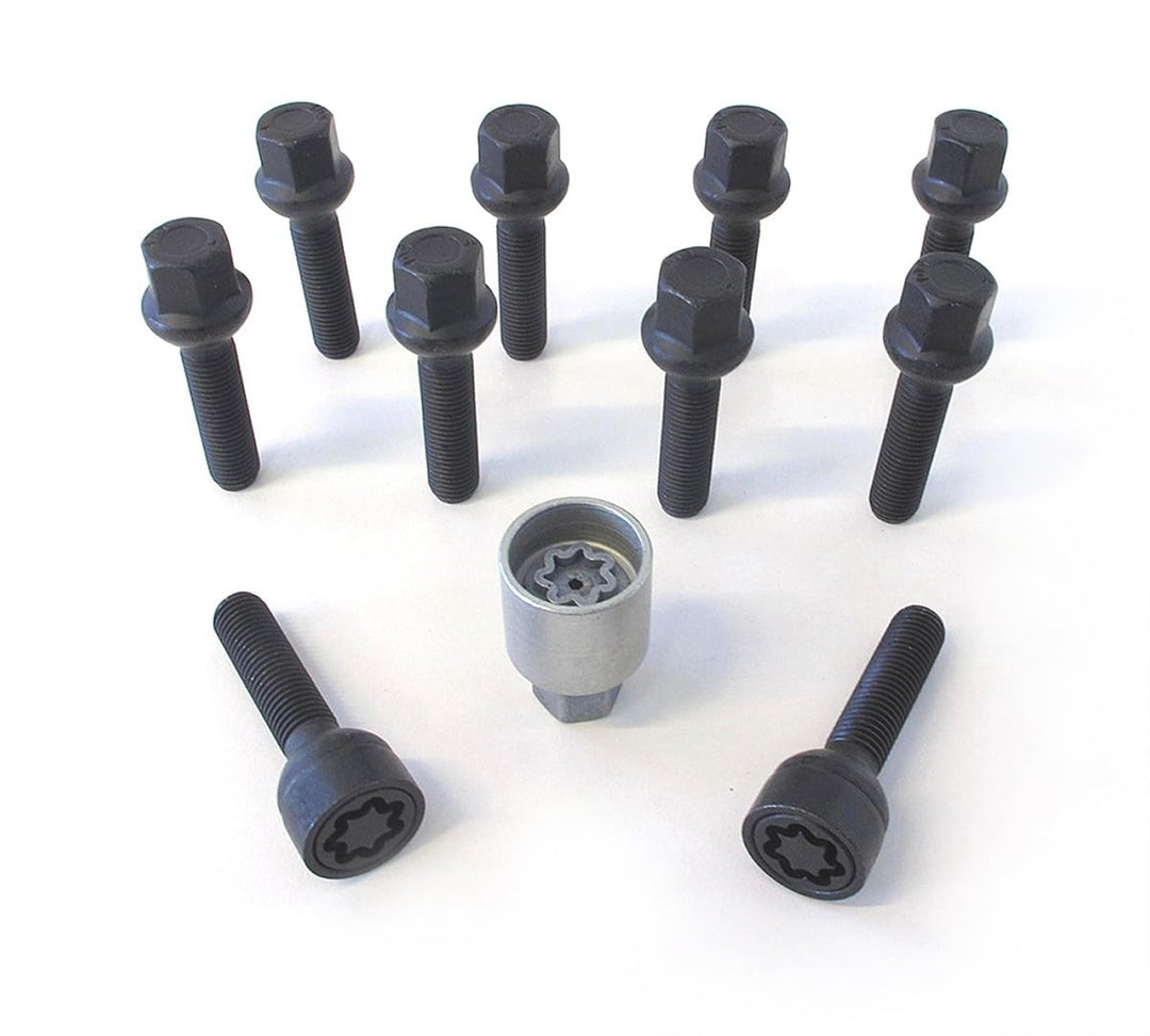 H&amp;R Radschrauben Satz Kugelbund R13 M14x1.50 - Länge 40mm - Schwarz - 10 Stück (kompatibel mit z.B.