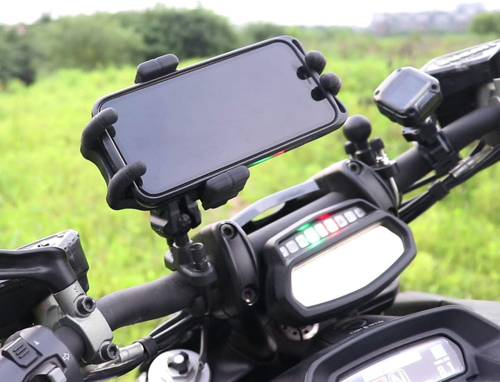 AGEofDMS Motorrad Handyhalterung mit Vibrationsdämpfer, Handyhalter für Roller, Fahrrad, One-Touch A