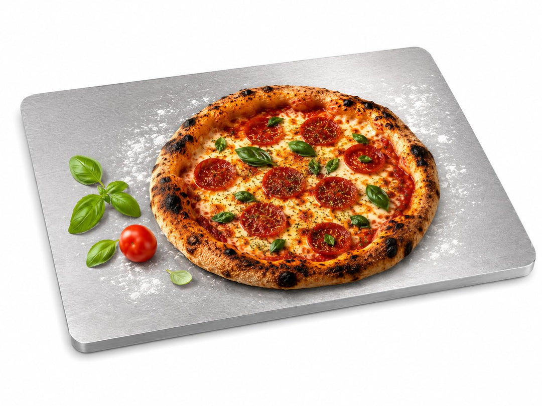 Backstahl 38x33x0,8 cm für Pizza und Brot 8mm Pizzastahl Massiv und kugelgestrahlt Backstahl