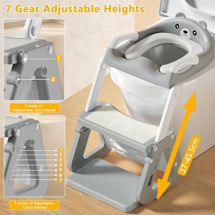 Toilettensitz Kinder Mit Treppe, 2 In 1 Klositz für Kinder Mit Treppe, Toilettenleiter für Kinder, T