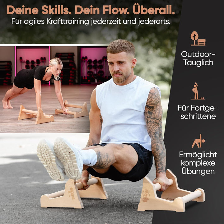 AS Calisthenics Griffe 3IN1 - Höhenverstellbare Parallettes für Push-ups, Dips & Handstand | Rutschf