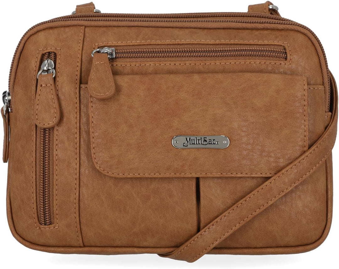 MultiSac Damen Zippy Triple Compartment Crossbody Bag Schultertasche Camel (Austin), Camel (Austin)