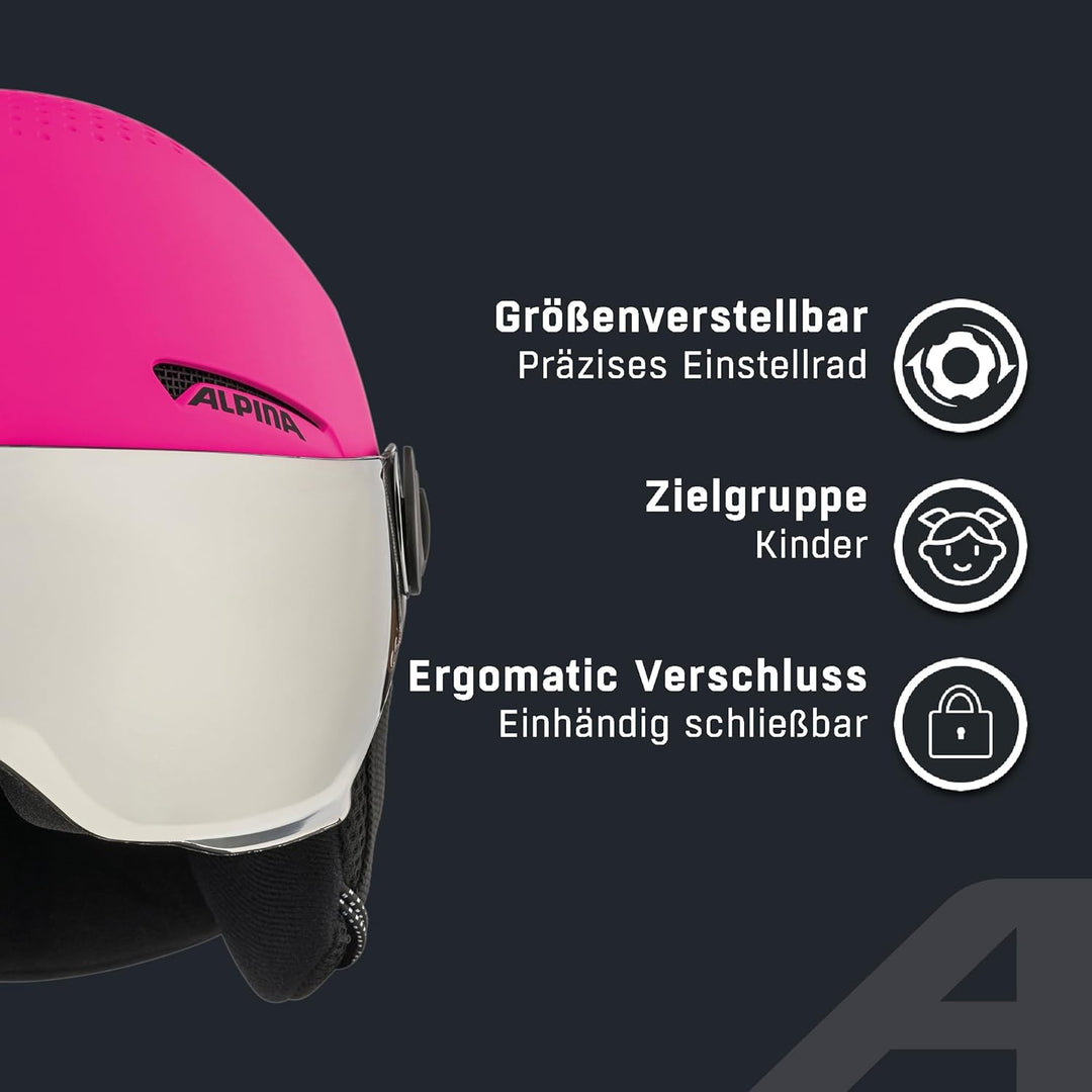 ALPINA ZUPO Visor Q-LITE - hochwertiger & sicherer Skihelm für Kinder, mit abnehmbaren Ohrenpolstern