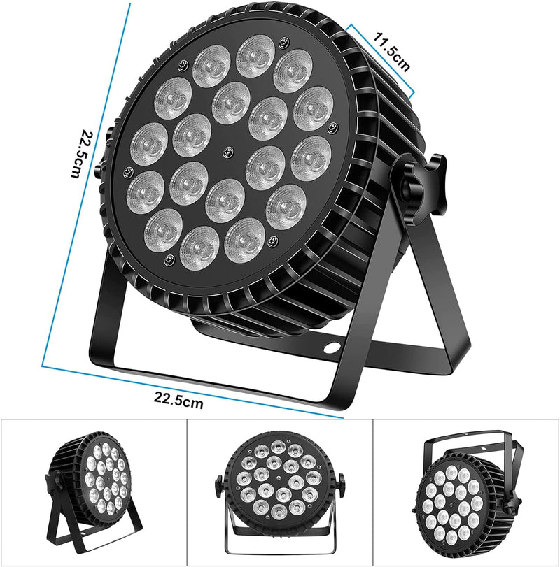 DELIBANG 200W 18 LED Par Bühnenlicht Aluminiumschale, RGBW Discolicht Partylicht mit Auto/Strobe/ DM